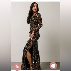Ryan Black & Bronze Sequin Gown